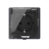 Розетка с заземлением защитными шторками водонепроницаемой крышкой черная (механизм) Livolo