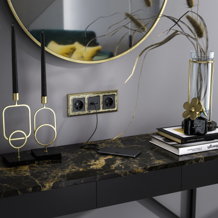 Встраиваемые механизмы Розетка СУ 1 мест.(земля.шторки) 16А черный матовый IP44 Werkel