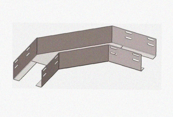 Лоток угловой перфорированный КГ 400х100-90 УХЛ1 поворот на 90, оцинкованный лист S1,0