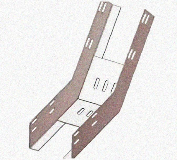 Лоток перфорированный КП 300х100-45 УХЛ1 для поворота трассы вверх на 45, оцинкованный лист S1,0