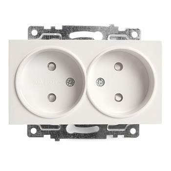 Розетка 2-местная б/з (механизм), STEKKER GLS10-7113-01, 250V, 10А с защитной шторкой, серия Катрин, белый