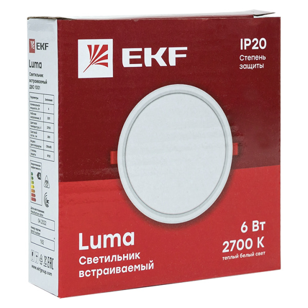 Светильник встраиваемый светодиодный ДВО 1001 6Вт 2700K IP20 Basic EKF
