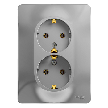 GLOSSA  Розетка СУ 2-м., с з/з в сборе 16А алюминий IP20 Schneider Electric