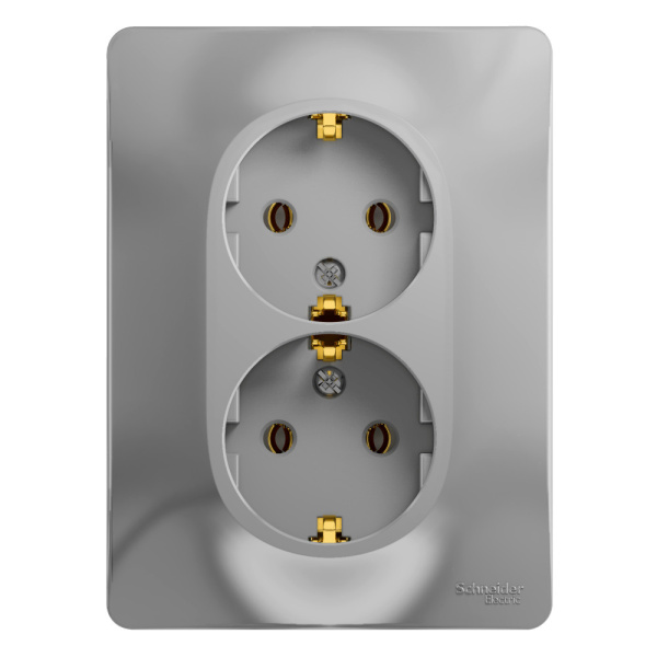 GLOSSA  Розетка СУ 2-м., с з/з в сборе 16А алюминий IP20 Schneider Electric