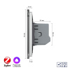 Двухклавишный проходной умный сенсорный диммер Livolo ZigBee, 1 пост, Серый VL-C702SD2Z-2IG