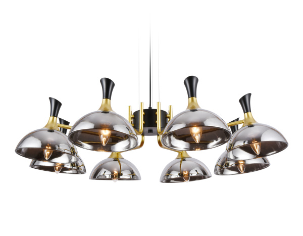Подвесная люстра TR9084/8 BK/GD/SM черный/золото/дымчатый E27/8 max 40W D920*750 Ambrella Light