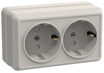 Розетка 2-местная ОУ РСш22-3-ОКм с з/з с защитной шторкой 16А ОКТАВА кремовый IEK