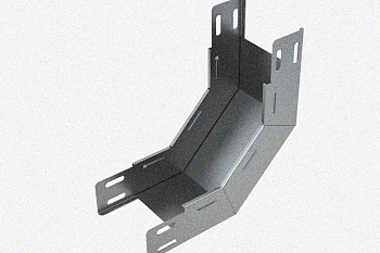 Лоток замковый глухой КПЗГ 150х50-90 УТ1,5 для поворота трассы вверх на 90, оцинкованный лист, S1,0