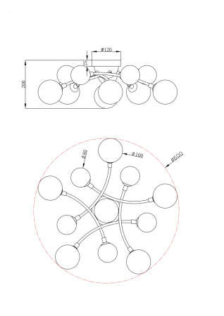 Потолочный светильник 11*G9 28Вт Латунь IP20 Bethany FR5116CL-11BS Freya