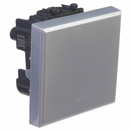 Выключатель одноклавишный модульный, "Avanti", " Закаленная сталь", 2модуля DKC