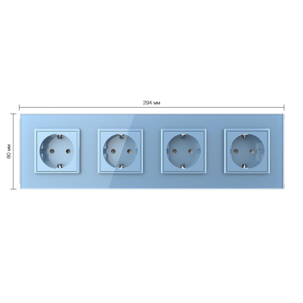 Розетка 4 модуля Синяя Livolo