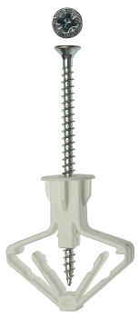 Дюбель полипропиленовый, тип "Бабочка", для пустотелых конструкций, с оцинкованным саморезом, 10 х 50 мм, 4 шт, ЗУБР
