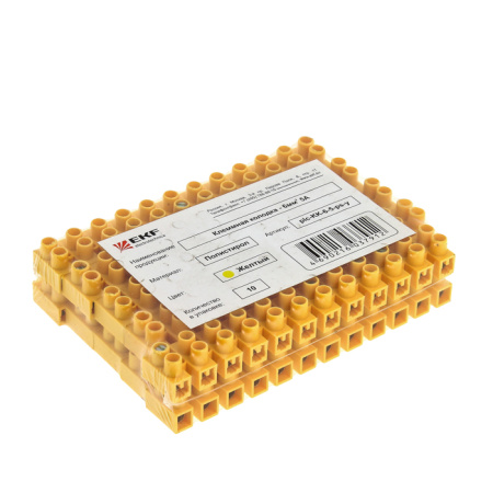 Колодка клеммная (35мм) 80А полистирол желтая (10шт) PROxima EKF