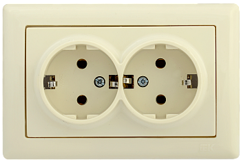 Розетка 2-местная РС21-1-0-БК с з/з 16А BOLERO кремовый IEK
