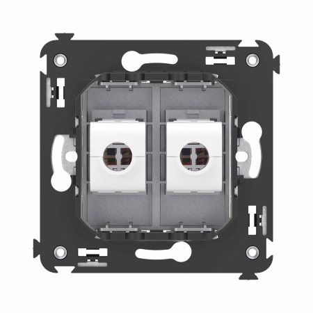 Компьютерная розетка RJ-45 без шторки в стену, кат.6А двойная, "Avanti", "Закаленная сталь" DKC