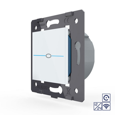 Одноклавишная сенсорная кнопка Quadro 12/24В с радиоупр., цвет белый (механизм) Livolo