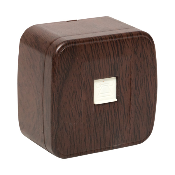 Минск Розетка Phone 1-местная ОП тёмное дерево EKF