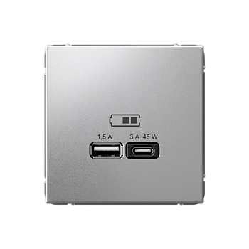 ARTGALLERY USB РОЗЕТКА A + тип-C 45Вт высокоскор.заряд. QC, PD, механизм, АЛЮМИНИЙ Systeme Electric