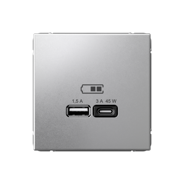 ARTGALLERY USB РОЗЕТКА A + тип-C 45Вт высокоскор.заряд. QC, PD, механизм, АЛЮМИНИЙ Systeme Electric ARTGALLERY USB РОЗЕТКА A + тип-C 45Вт высокоскор.заряд. QC, PD, механизм, АЛЮМИНИЙ Systeme Electric