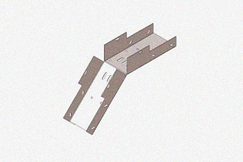 Лоток замковый глухой КСЗГ 200х150-45 УТ1,5 для поворота трассы вниз на 45, оцинкованный лист, S1,5
