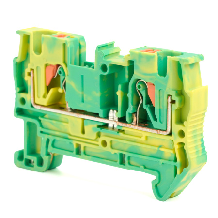 Зажим пружинный, 2-проводной проходной ЗНИ - 4, JXB PT 4, желтый,зеленый LD572-1-40 STEKKER