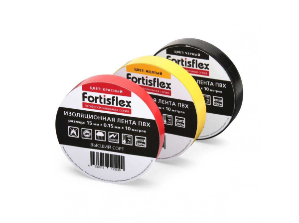 Изолента ПВХ 15х0.15x10 зеленая (Fortisflex) - КВТ