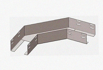 Лоток угловой замковый перфорированный КГЗ 100х60-90 УХЛ1 поворот на 90, оцинкованный лист, S1,5