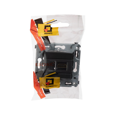 HDMI розетка одинарная в стену, тип А-А, "Avanti", "Черный матовый" DKC