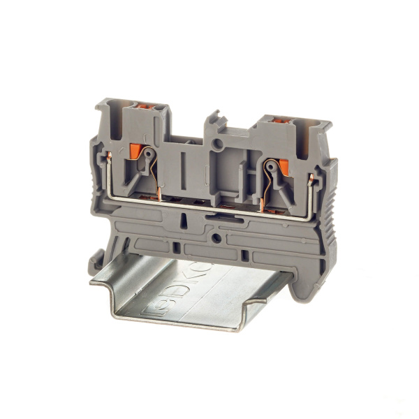 Клемма проходная, зажим push-in, 2 точки подключения, 2.5 кв.мм, серая DKC