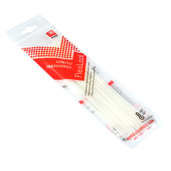 Хомут P6,6 стандартный (б), 2,5x200 (100шт) FlexLock PROxima EKF