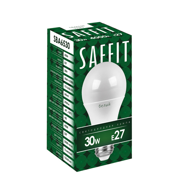 Лампа светодиодная SAFFIT SBA6530 Шар E27 30W 6400K Лампа светодиодная SAFFIT SBA6530 Шар E27 30W 6400K