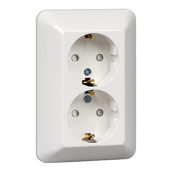 ПРИМА Розетка 2 местная СП с заземлением, со шторками 16А белый IP20 Schneider Electric