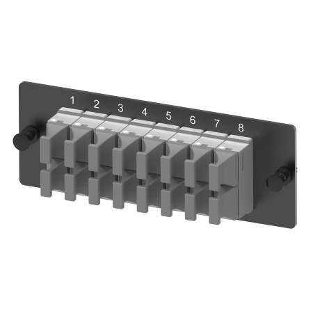 Адаптерная планка 16xMTP(16) адаптеров (allign key) (цвет адаптеров - светло-серый), OM4, 1 HU DKC