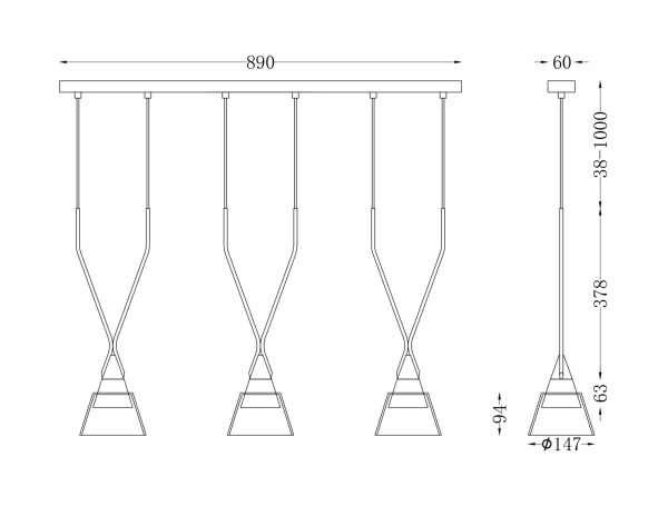 Подвесной светильник 3*GU10 40Вт Черный IP20 Hilo P063PL-03B Maytoni