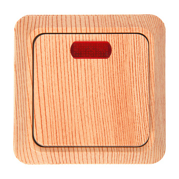 Выключатель 1-кл. открытой установки с подсветкой IP20 10А, сосна "Альфа" General