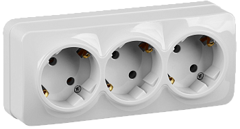 Розетка трехместная ОУ РС23-3-ХБ с з/з 16А GLORY белый IEK