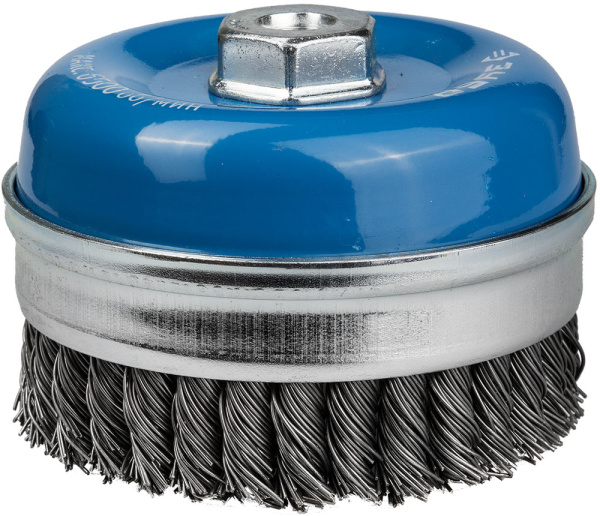 ЭКСПЕРТ. Щетка чашечная усиленная для УШМ, плетеные пучки стальной проволоки 0,5мм, 100ммхМ14 ЗУБР
