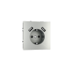 Розетка встраиваемая Voltum S70 с заземлением и защитными шторками, 16А, с USB, A+A, (сталь)