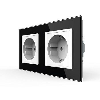 Розетка Livolo 2 поста Белая с черной рамкой VL-C7C2EU-11/12