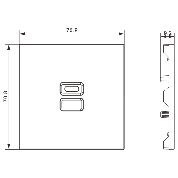Donel S08 сталь накладка для розеток USB, серия DB