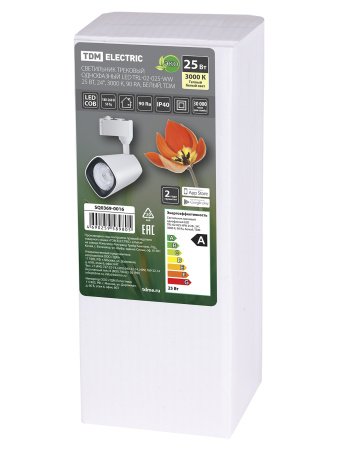 Светильник трековый однофазный LED TRL-02-025-WW 25 Вт, 24°, 3000 К, 90 Ra, белый, TDM