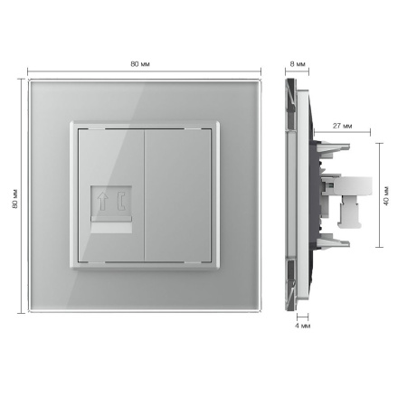 Розетка телефон Серая Livolo