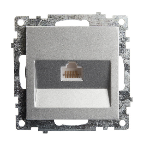 Розетка компьютерная 1-местная RJ-45 (механизм), STEKKER GLS00-7107-03, серия Катрин, серебро Розетка компьютерная 1-местная RJ-45 (механизм), STEKKER GLS00-7107-03, серия Катрин, серебро