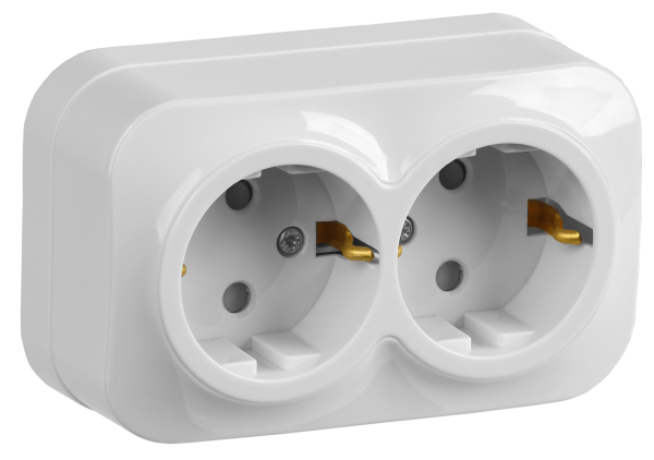 Розетка двухместная ОУ РСш22-3-ХБ с з/з и защитной шторкой 16А GLORY белый IEK