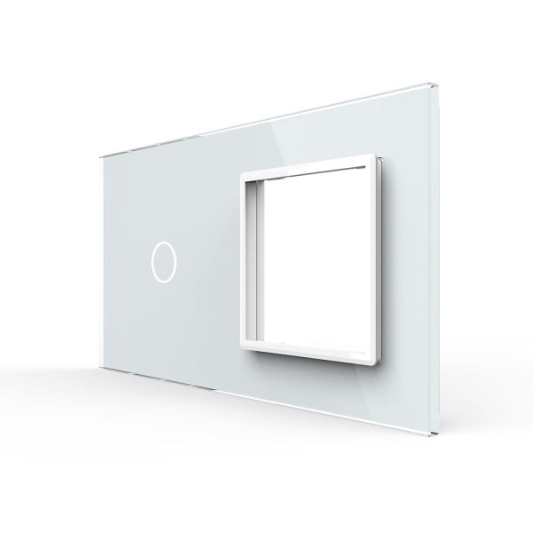Панель двойная: 1 выключатель + 1 розетка Белая Livolo