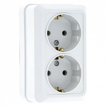 РИМ Розетка ОУ 2-м с заземл. 16А керам. белая IP20 EKF