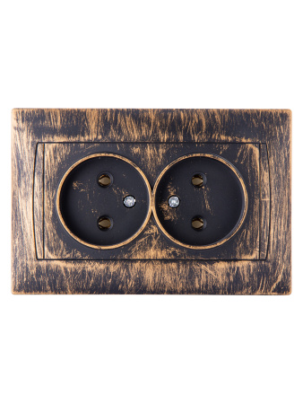 Розетка двойная 2П 10А 250В старинная бронза "Лама" TDM