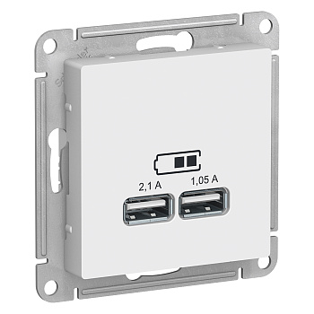 ATLASDESIGN Механизм розетки USB СУ 1 порт x 2,1 А 2 порта х 1,05 А 5В белая IP20 Schneider Electric