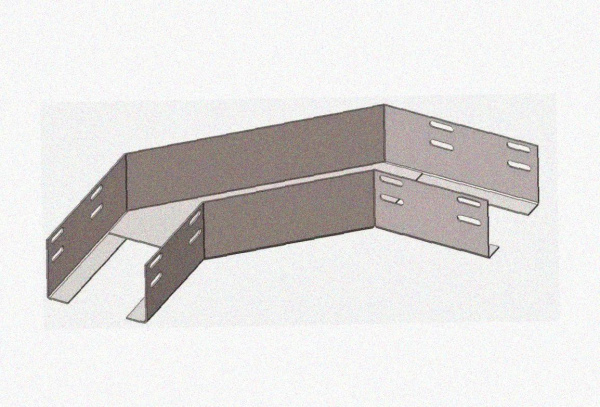 Лоток угловой глухой КГГ 100х80-135 УТ1,5 поворот на 135, оцинкованный лист S1,0