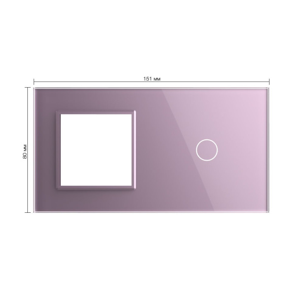 Панель для розетки и сенсорного выключателя, 1 клавиша, цвет розовый, стекло Livolo